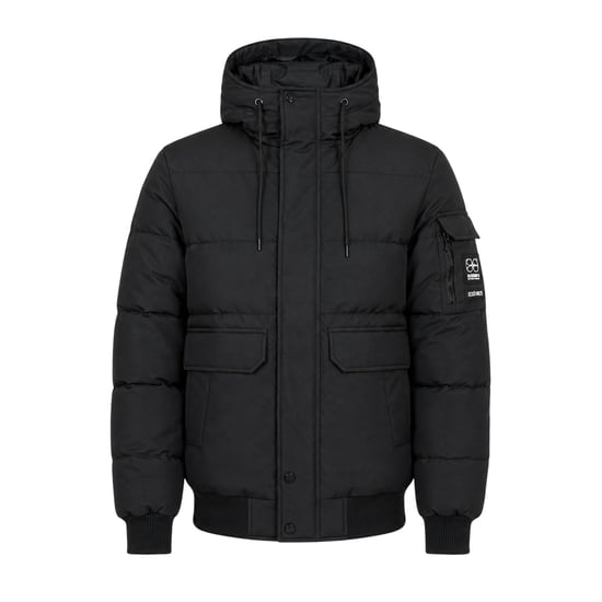 Crosshatch Milwaka polyester herenjas met lange mouwen en capuchon (Zwart) - Image 1