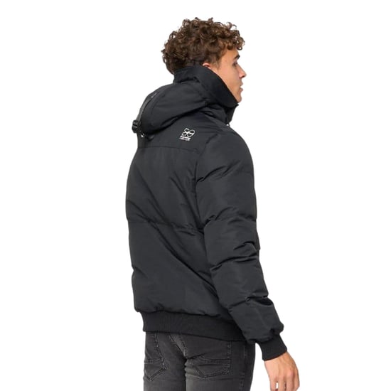 Crosshatch Milwaka polyester herenjas met lange mouwen en capuchon (Zwart) - Image 2