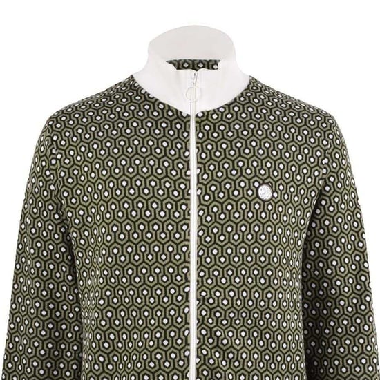 Pretty Green Mens Geometric Zip Neck Track Jacket (Green) - Image 3