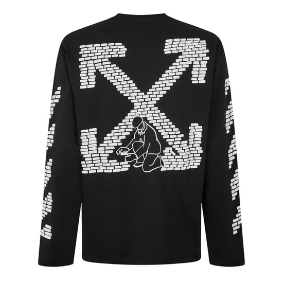 Off White Heren-T-shirt met lange mouwen in de ‘Brick’-kleur en een relaxte pasvorm (Zwart) - Image 2