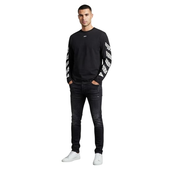 Off White Heren-T-shirt met lange mouwen in de ‘Brick’-kleur en een relaxte pasvorm (Zwart) - Image 4