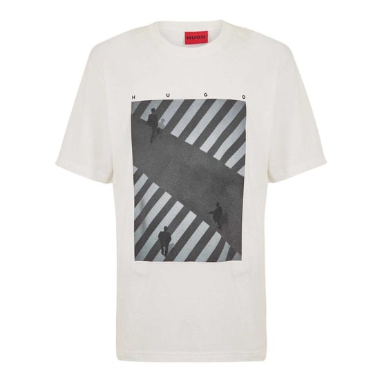 Hugo Mannen Road Katoen Logo T-Shirt (Wit) - Image 1