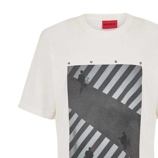 Hugo Mannen Road Katoen Logo T-Shirt (Wit) - Image 3