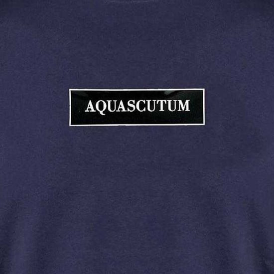 Aquascutum T-shirt i bomull med logotyp för män (Marinblått) - Image 3