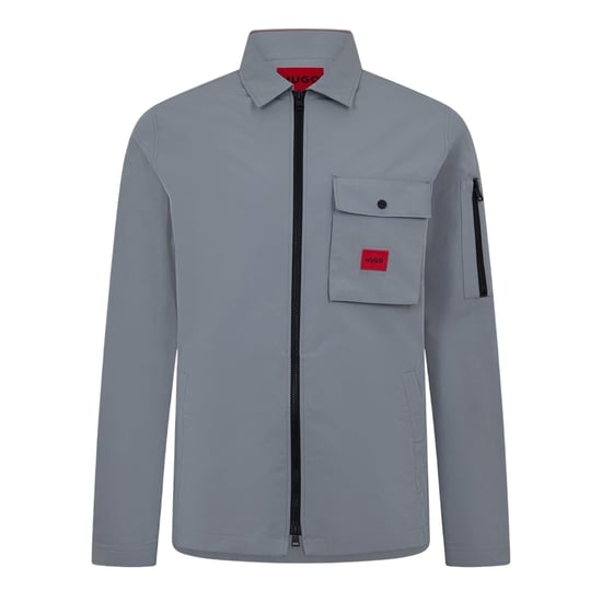 Hugo Heren Logo Katoenen Overshirt (Grijs) - Image 1