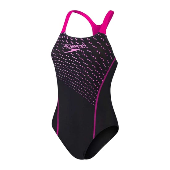 Speedo Eendelig zwempak voor dames in de Medley-stijl (Zwart/Diva Roze) - Image 2