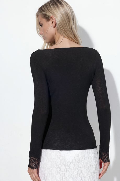 Women's Long-Sleeve Lace V-Neck Top - Image 3