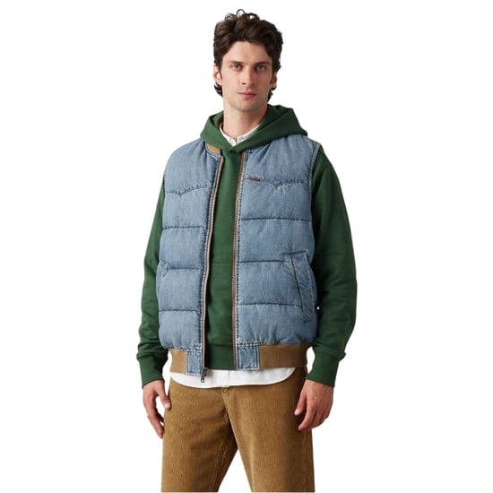 Levis Heren-puffervest in westernstijl (Lichtblauw/bruin) - Image 1