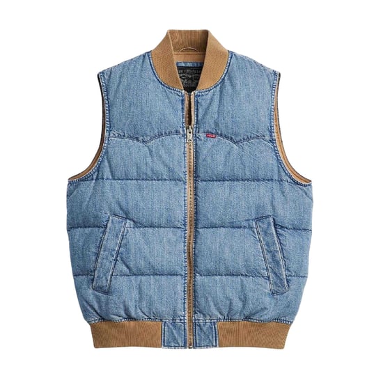 Levis Heren-puffervest in westernstijl (Lichtblauw/bruin) - Image 2