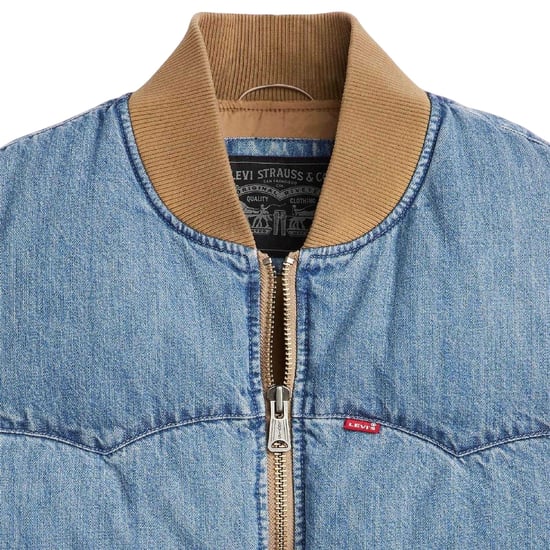 Levis Heren-puffervest in westernstijl (Lichtblauw/bruin) - Image 4