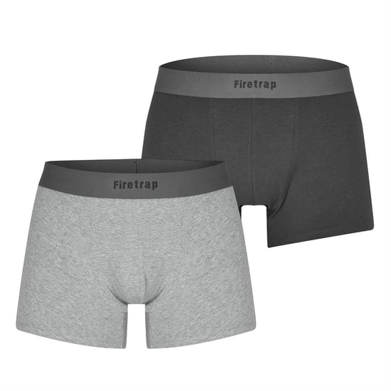 Firetrap Mens Logo Boxer Shorts (Pack of 2) (Grey/Grey Marl) - Image 1