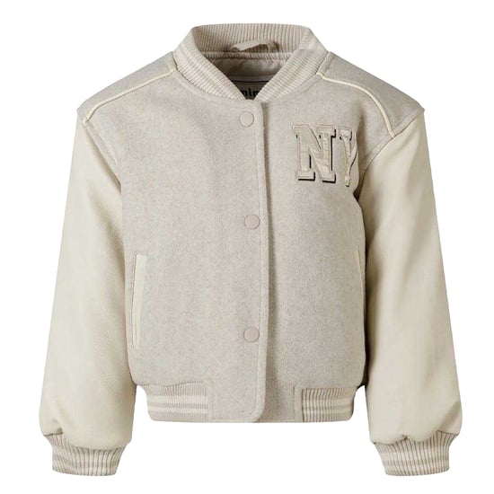 Minoti Varsity-jasje voor meisjes met New York-patch (Gevlekt beige) - Image 1