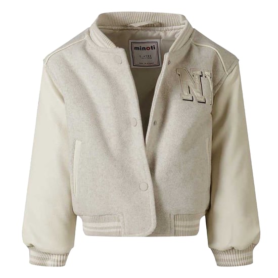 Minoti Varsity-jasje voor meisjes met New York-patch (Gevlekt beige) - Image 3