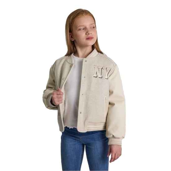 Minoti Varsity-jasje voor meisjes met New York-patch (Gevlekt beige) - Image 4