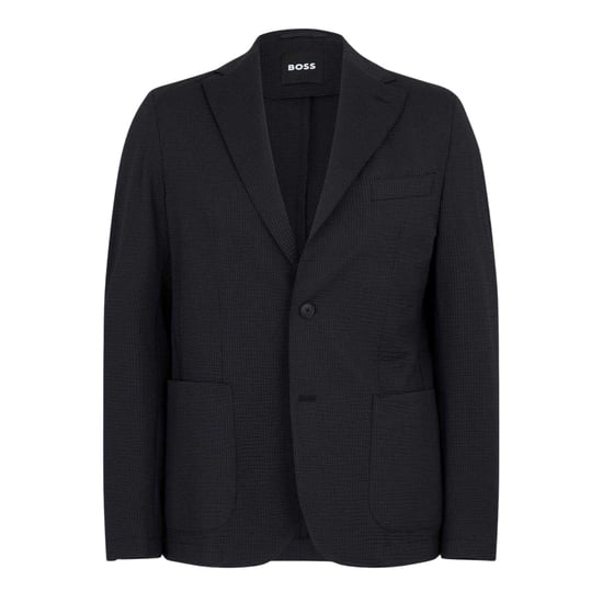 Boss Slanke herenblazer van seersucker (Zwart) - Image 1