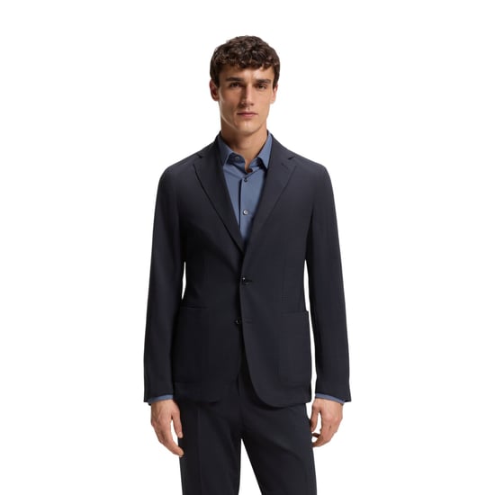 Boss Slanke herenblazer van seersucker (Zwart) - Image 3
