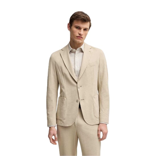Boss Mens Textured Notch Neck Blazer (Light Beige) - Image 1