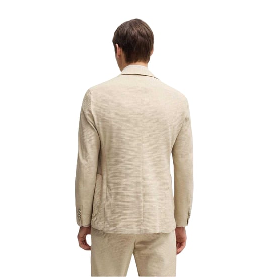 Boss Mens Textured Notch Neck Blazer (Light Beige) - Image 3