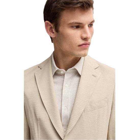 Boss Mens Textured Notch Neck Blazer (Light Beige) - Image 4