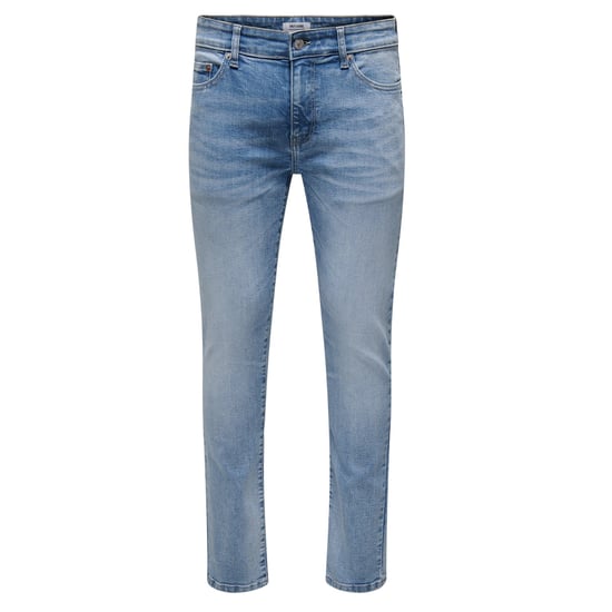 Only Slim-fit-jeans för män i denim, enfärgade, med 5 fickor (Blå denim) - Image 2