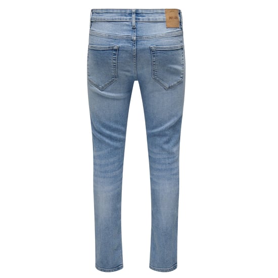 Only Slim-fit-jeans för män i denim, enfärgade, med 5 fickor (Blå denim) - Image 3