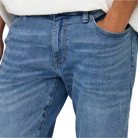 Only Slim-fit-jeans för män i denim, enfärgade, med 5 fickor (Blå denim) - Image 5