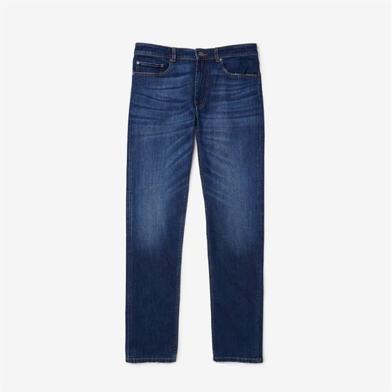 Lacoste Slim-fit herenjeans met logo in denim (Blauw wassen) - Image 1