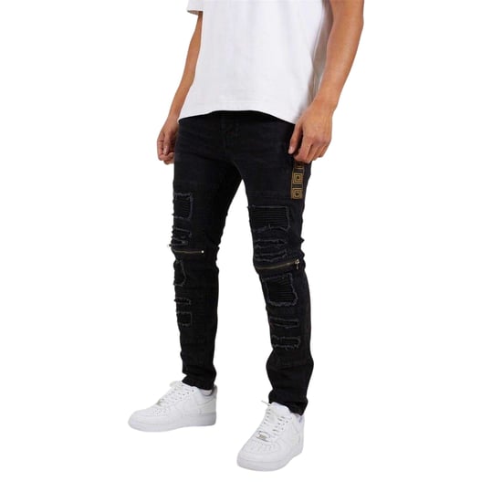 Brave Soul Skinny-jeans voor heren in motorstijl met stiksels (Houtskoolwas) - Image 2