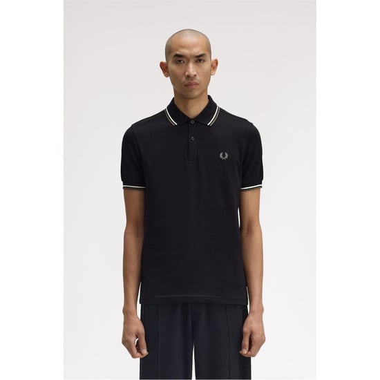 Fred Perry Heren Twin Tip Poloshirt (Zwart) - Image 3