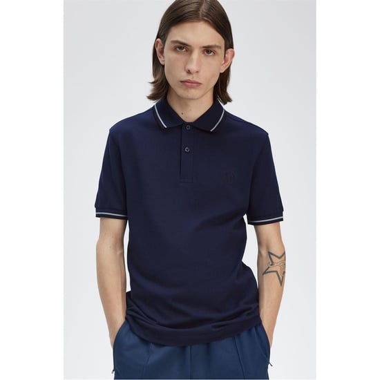 Fred Perry Mens Twin Tip Polo Shirt (Dark Blue) - Image 3