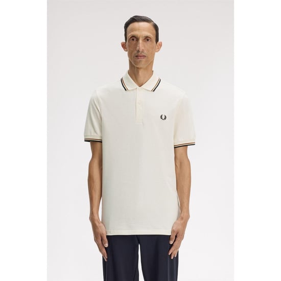 Fred Perry Heren Twin Tip Poloshirt (Ecru) - Image 3