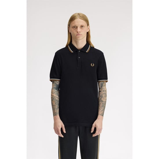 Fred Perry Heren Twin Tip Poloshirt (Zwart) - Image 3