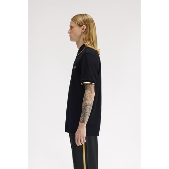 Fred Perry Heren Twin Tip Poloshirt (Zwart) - Image 4