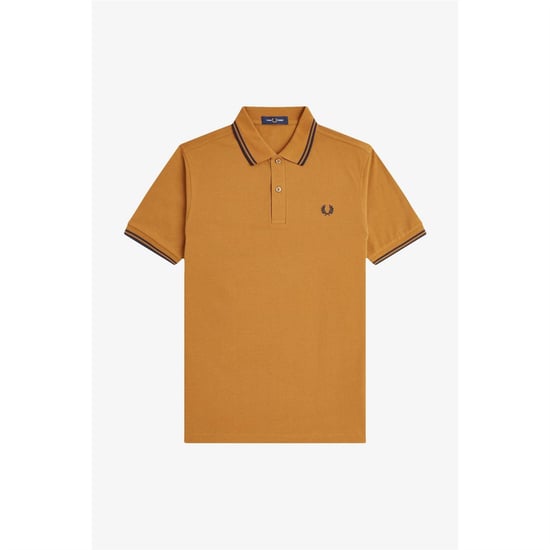 Fred Perry Heren Twin Tip Poloshirt (Donker Karamel) - Image 1