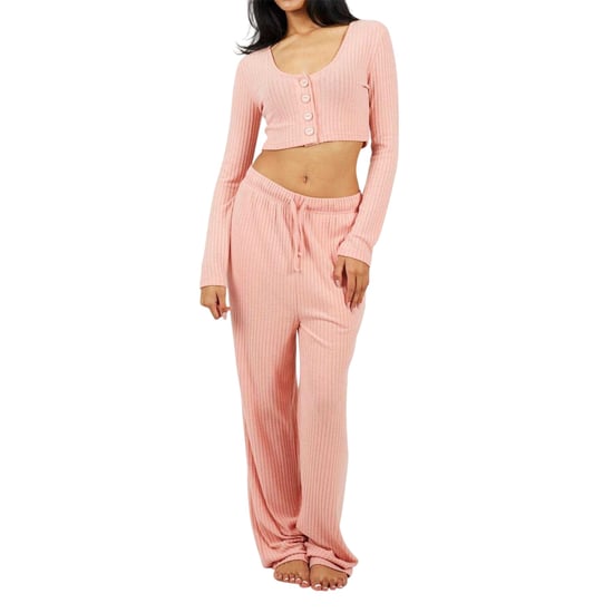 Brave Soul Geribde loungewear-set voor dames (Stoffig Roze) - Image 4