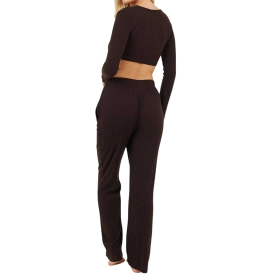 Brave Soul Geribde loungewear-set voor dames (Chocolade) - Image 2