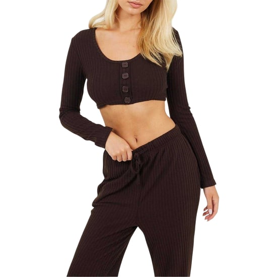 Brave Soul Geribde loungewear-set voor dames (Chocolade) - Image 3