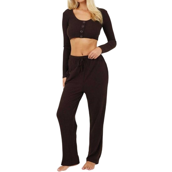 Brave Soul Geribde loungewear-set voor dames (Chocolade) - Image 4