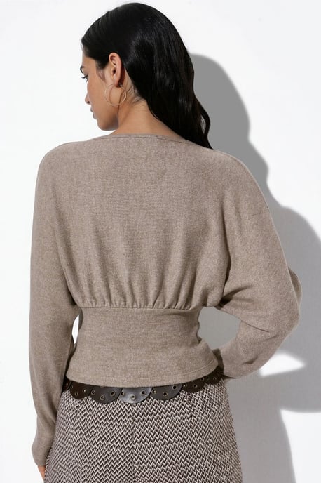 Women's V-neck Crop Knit Wrap Top - Image 3
