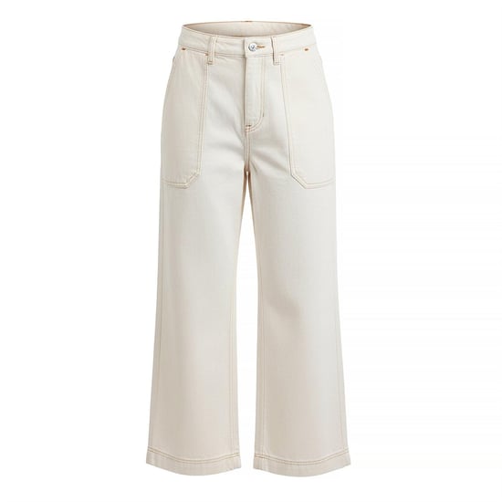 Boss Marlene-jeans i bomull med vida ben för kvinnor/damer (Naturligt) - Image 1