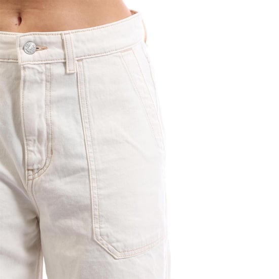 Boss Marlene-jeans i bomull med vida ben för kvinnor/damer (Naturligt) - Image 3