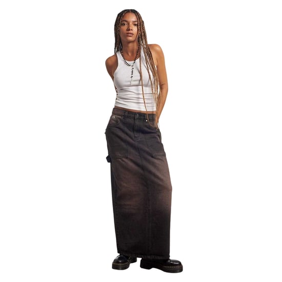 The Ragged Priest Denim maxi-rok in carpenter-stijl voor dames (Bruin) - Image 1