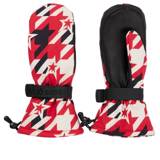 Boss Unisex skihandschoenen met pied-de-poule-patroon voor volwassenen (Rood) - Image 1