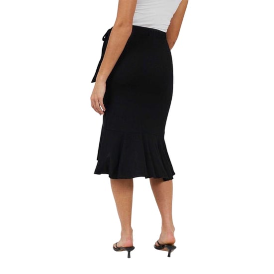 Brave Soul Midi-rok van jersey met overslag voor dames (Zwart) - Image 2