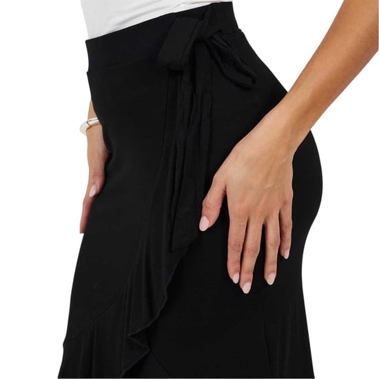 Brave Soul Midi-rok van jersey met overslag voor dames (Zwart) - Image 3