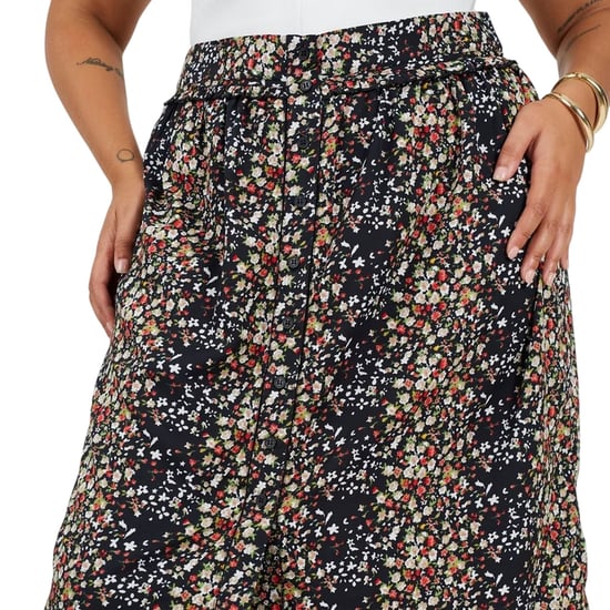 Brave Soul Midi-rok met bloemenprint en hoge taille voor dames (Zwart) - Image 4