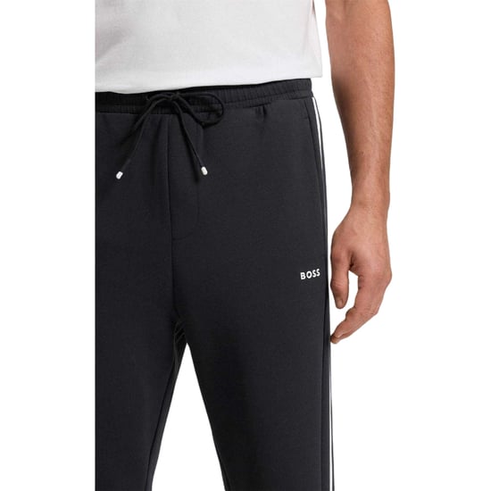 Boss Joggingbyxor för män, Hadikonos, med sidostreck och avsmalnande ben (Mörkblå) - Image 3