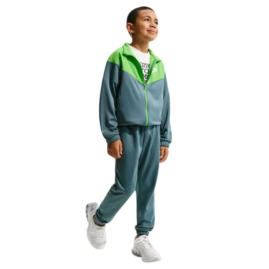 Nike Kinder Swoosh Polyester Trainingspak (Slate Grey/Groen) - Image 4