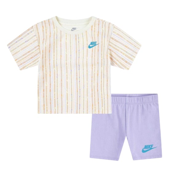 Nike Set med randig T-shirt och shorts för flickor från Camper (Hortensia) - Image 1