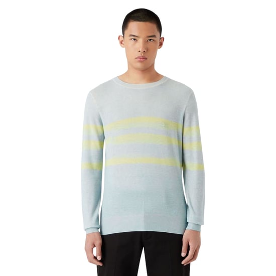 Emporio Armani EA7 Långärmad randig tröja för män (Ljusblå/gul) - Image 1